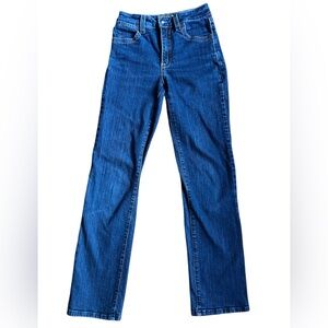 NYDJ jeans straight leg high rise dark blue wash brand size 4 typical size 6